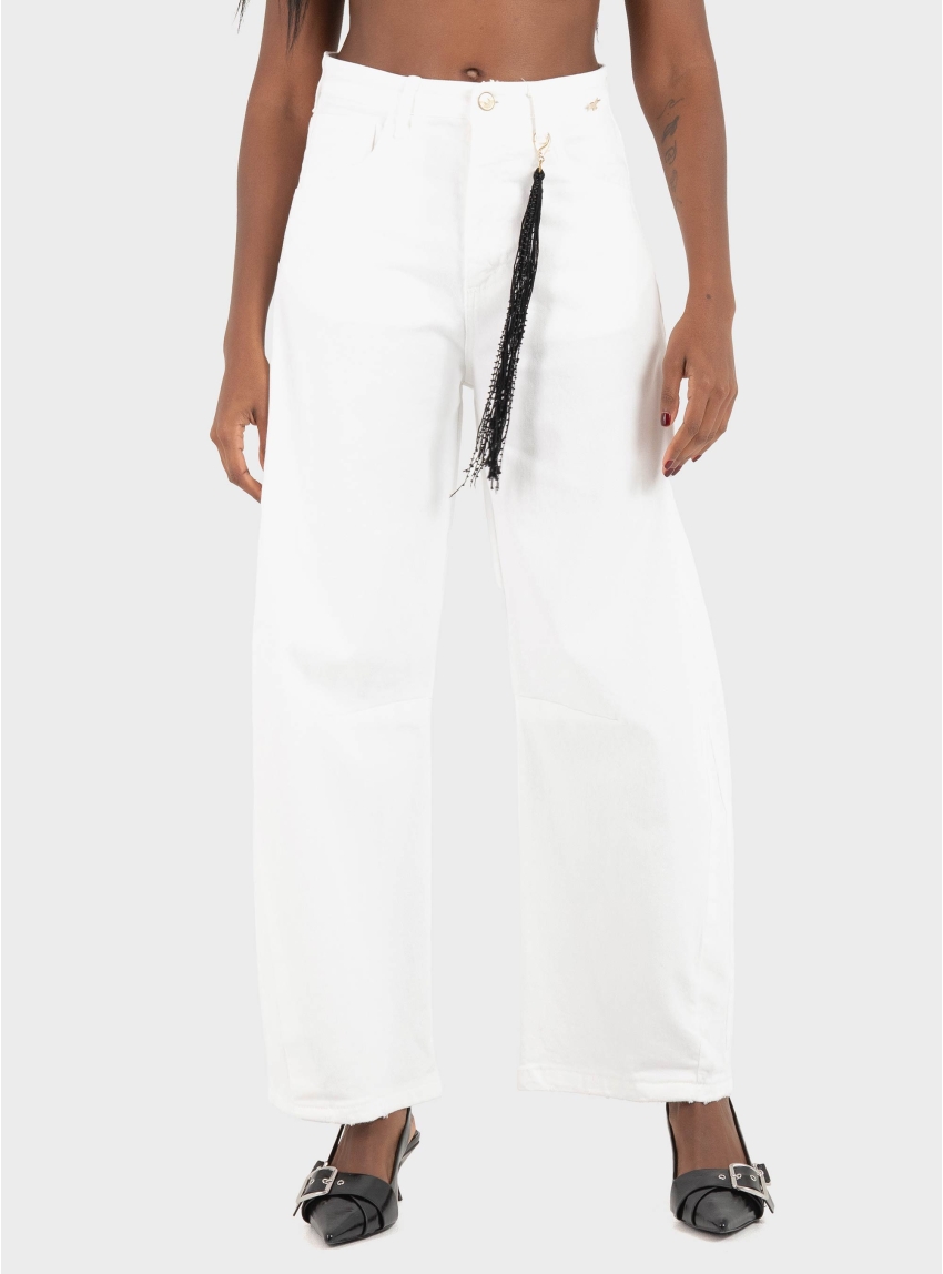 Souvenir Wide Leg Balloon Jeans - White