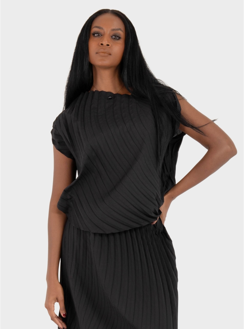 Mei Mei J Plisse top - Black