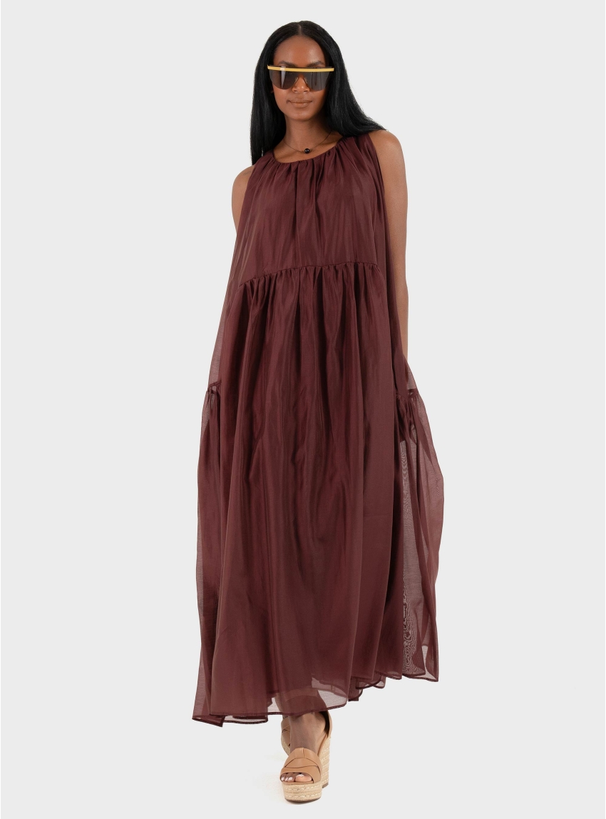 Mei Mei J Long Loose Dress - Bordeaux