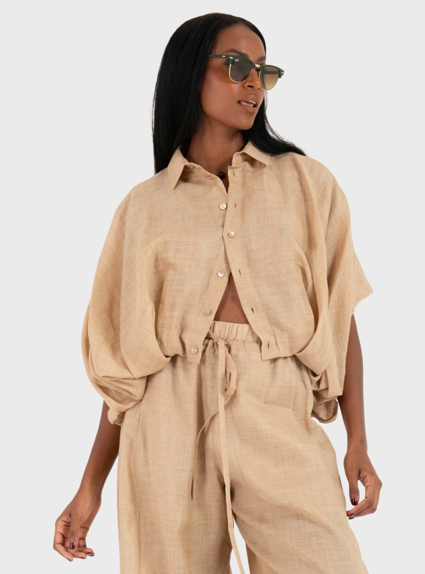 Mei Mei J Balloon Cropped Skirt - Tan