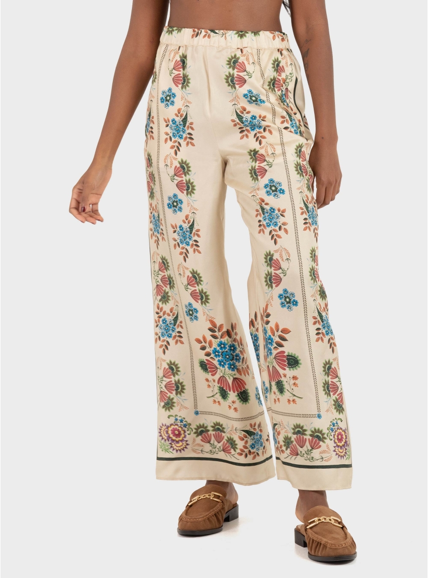 Weekend Max Mara Printed silk twill trousers - Ivory
