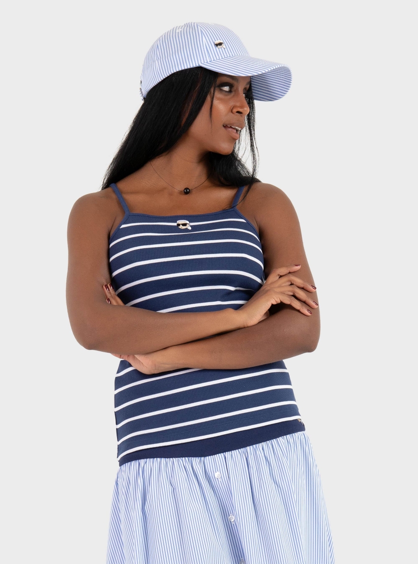 Karl Lagerfeld Ikon Striped Tank Top - Blue