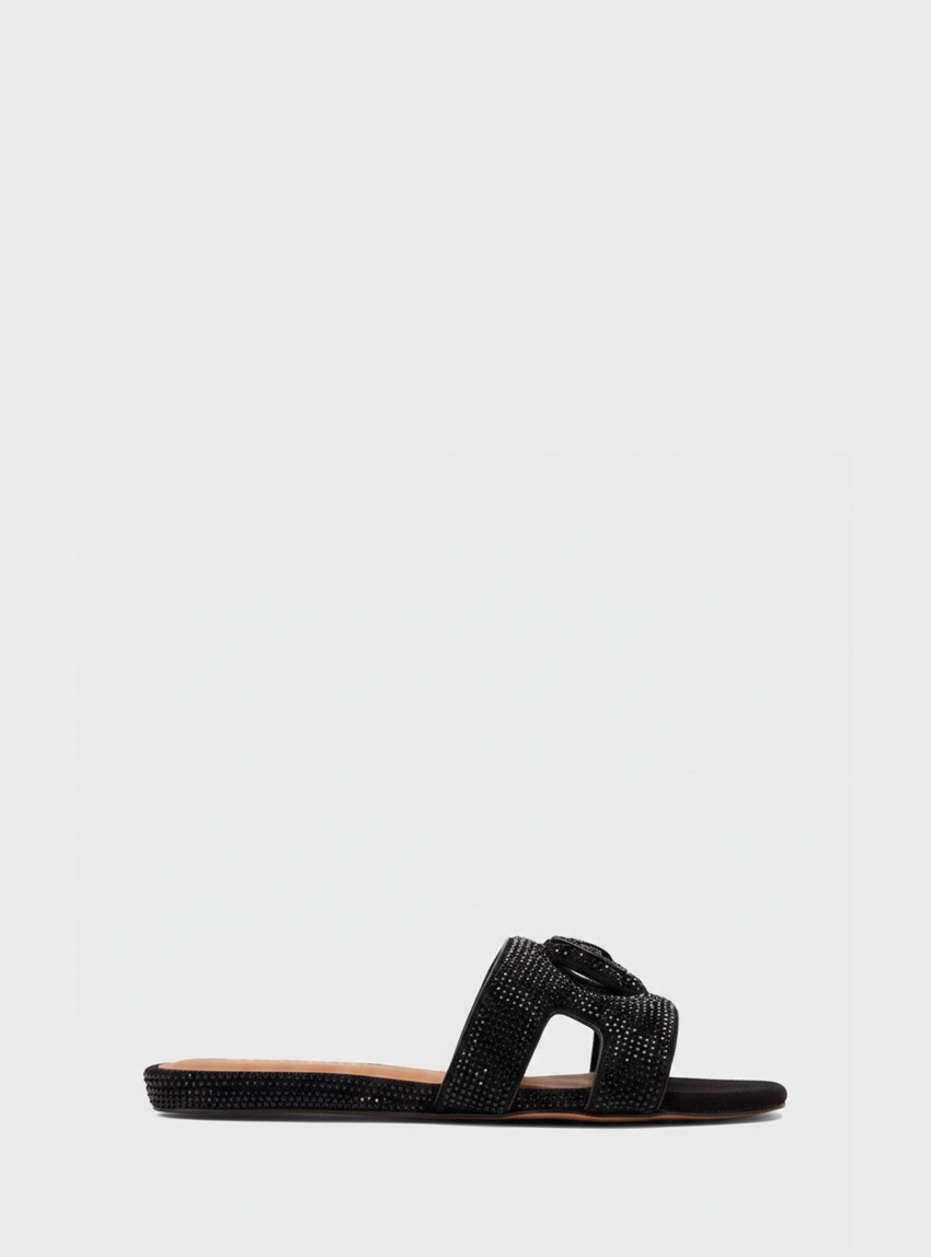 Kurt Geiger Eagle Cut Out Flat Sandals - Black