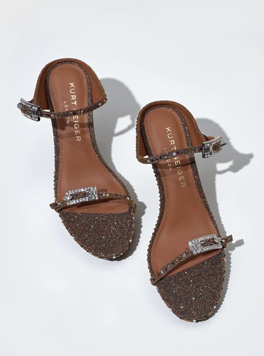 Kurt Geiger Strass Double Buckle Sandals - Bronze