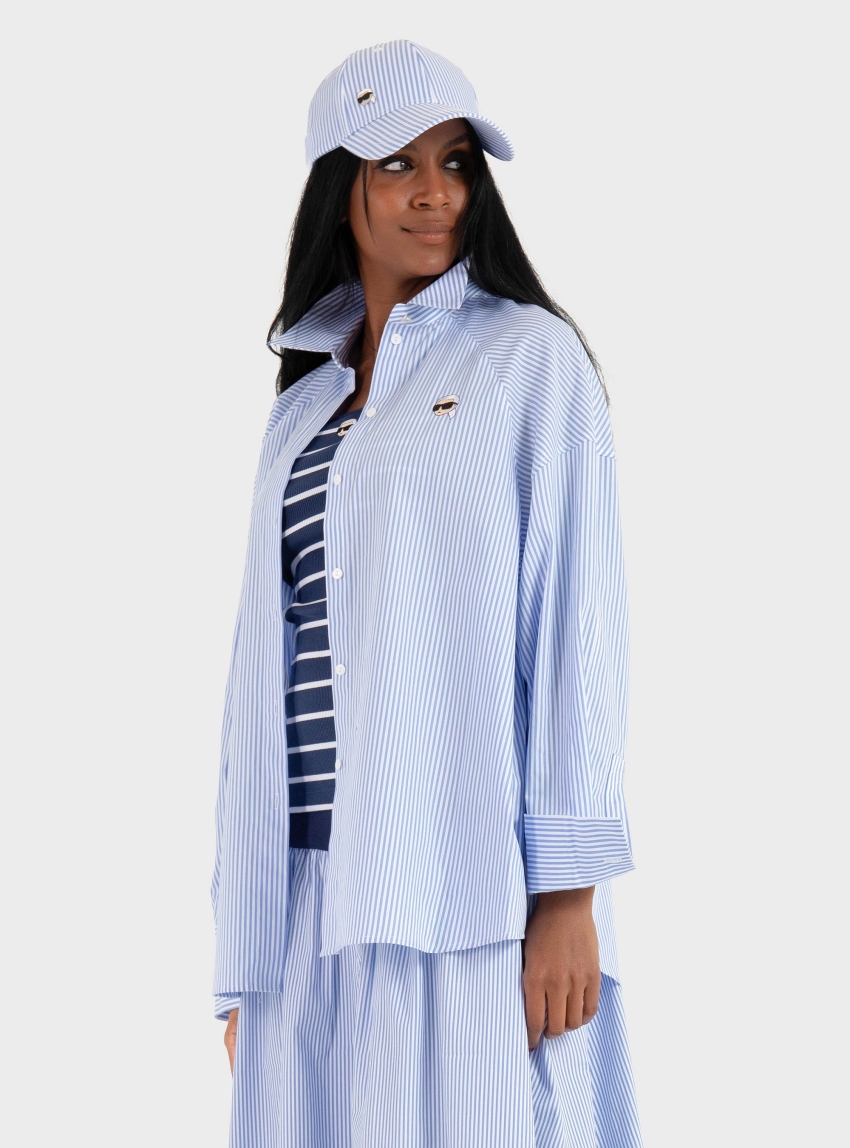 Karl Lagerfeld Ikon Striped Shirt - Blue
