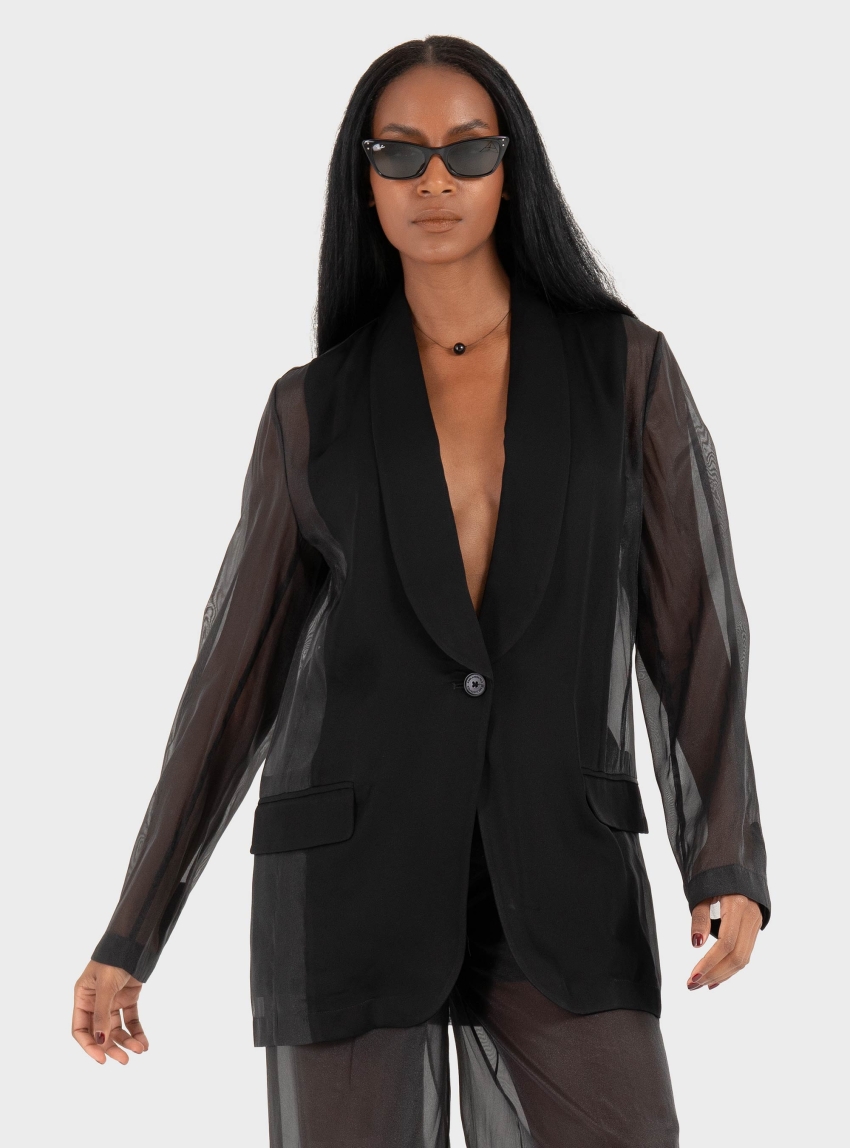 Karl Lagerfeld Organza Blazer - Black