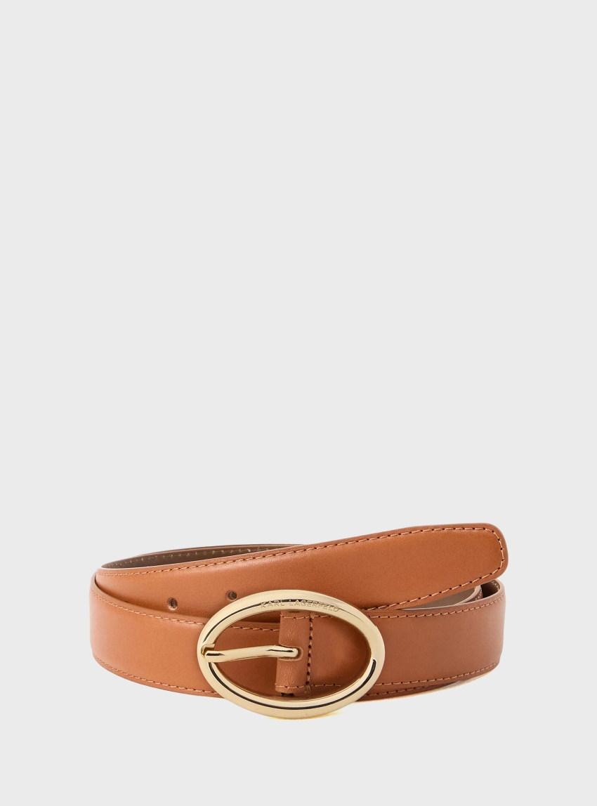 Karl Lagerfeld Oval Buckle Belt - Camel