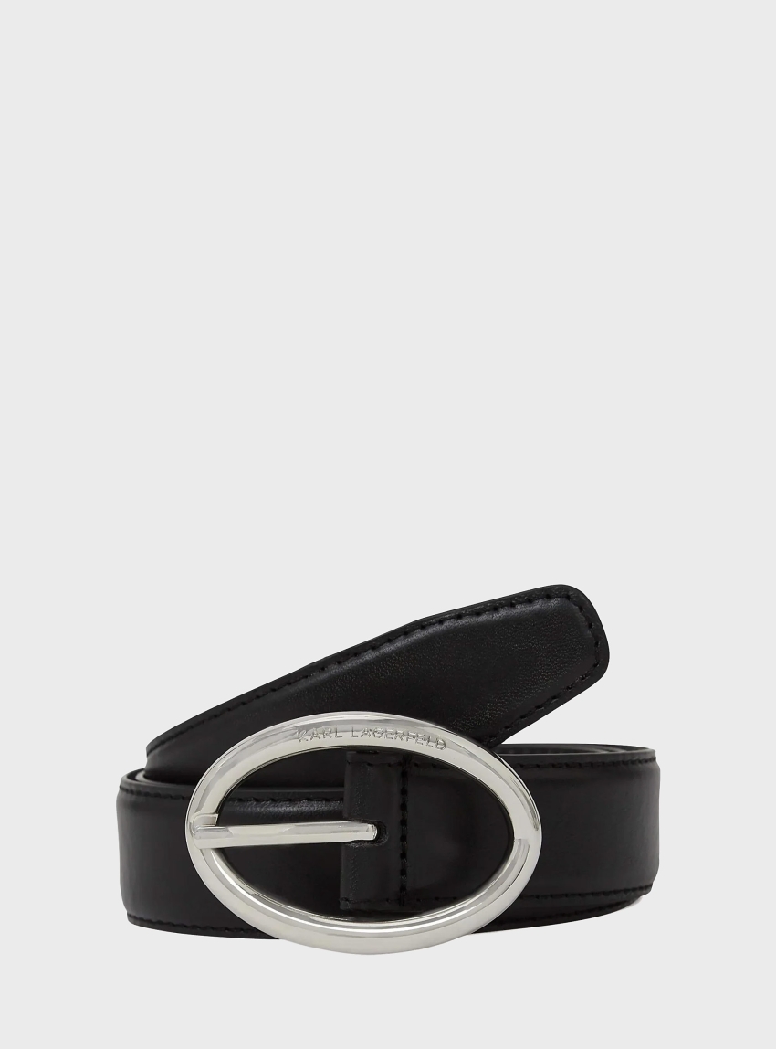Karl Lagerfeld Oval Buckle Belt - Black