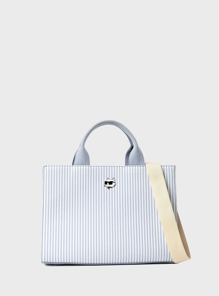 Karl Lagerfeld Ikon Choupette Striped Square Tote Bag - Blue