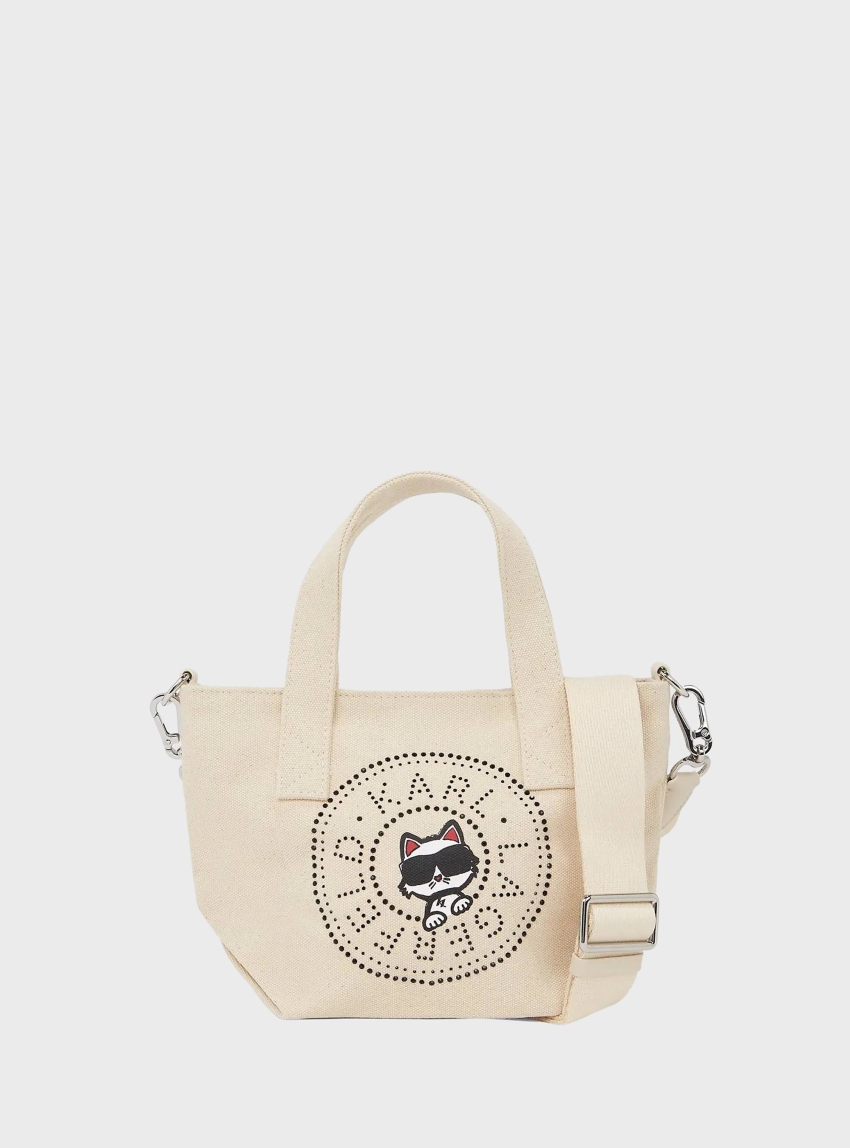 Karl Lagerfeld Ikon Circle Choupette Rhinestones Shopper - Off White