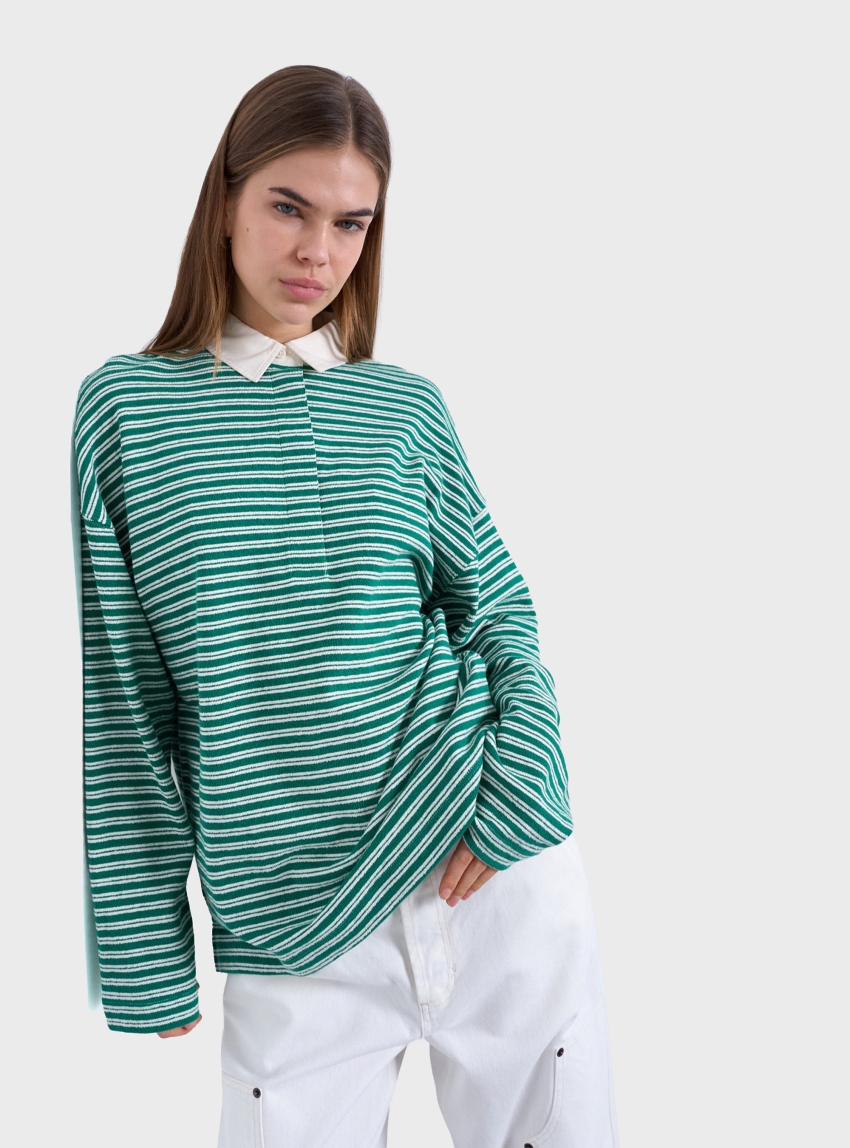 Topshop Mathilde Textured Polo - Green