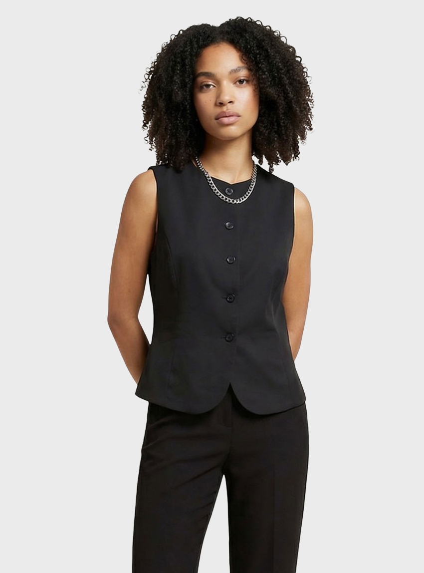 Only Goa Linen Waistcoat - Black