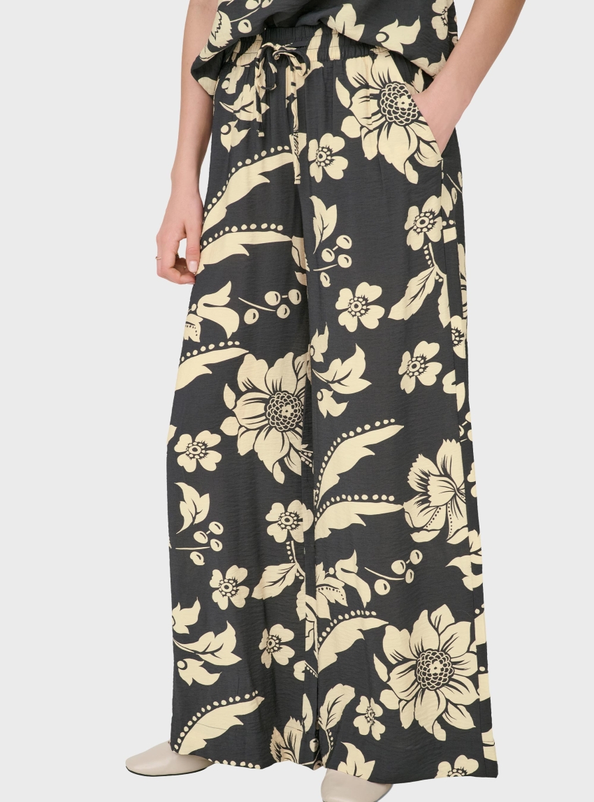 Jdytroya Mid Waist Palazzo Pants - Black