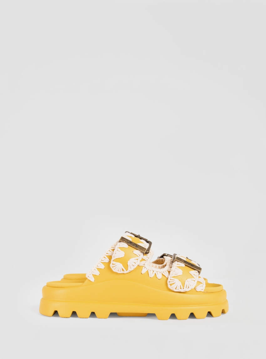 Mou Eva One-Piece Slide Two-Buckles - Yellow