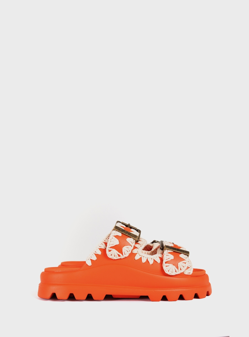 Mou Eva One-Piece Slide Two-Buckles - Orange