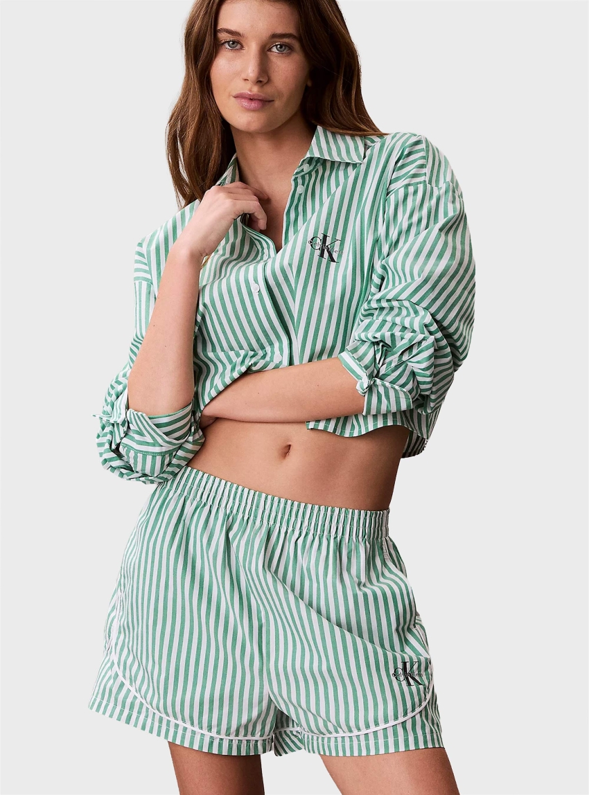 Calvin Klein Cotton Poplin Pyjama Shorts - Green
