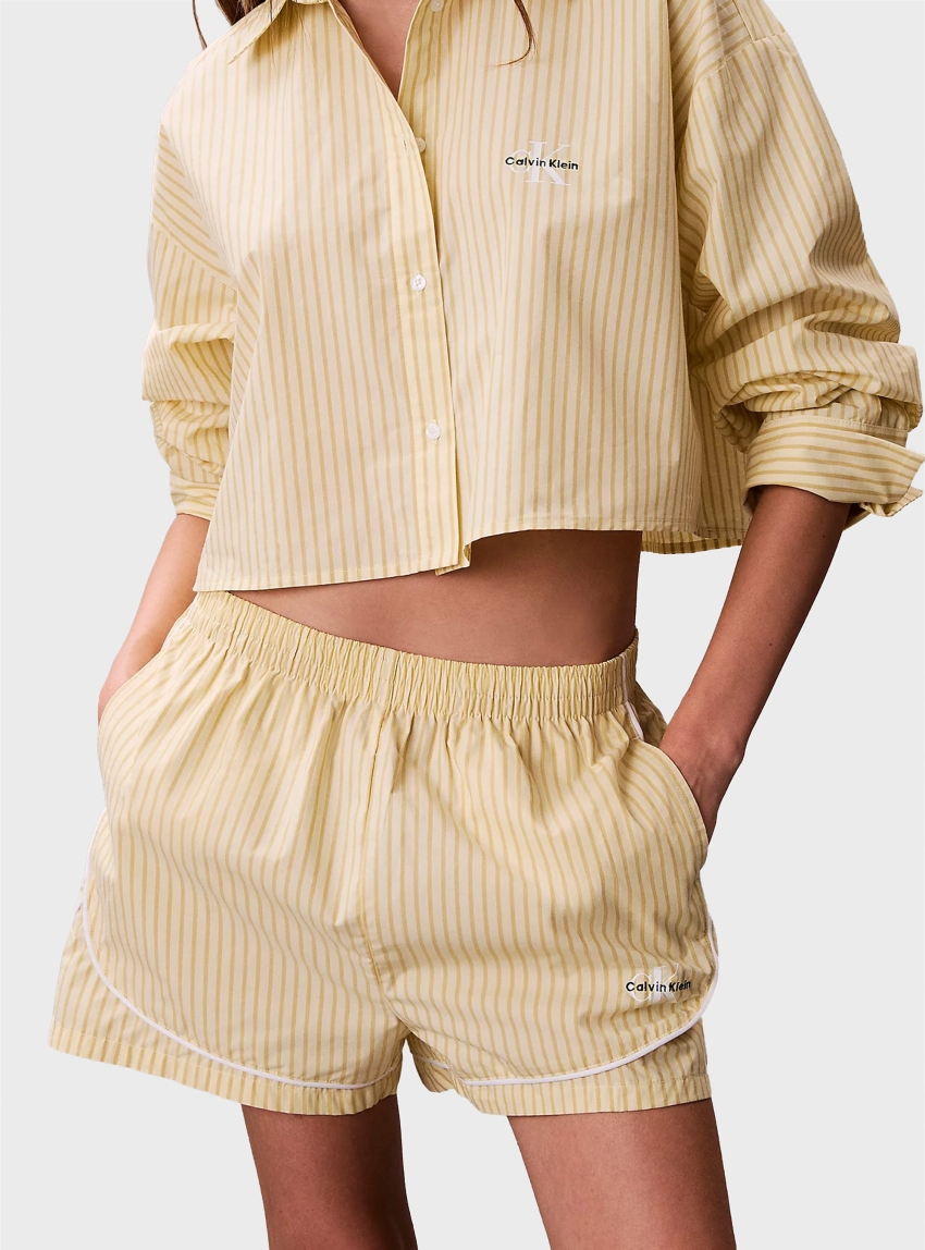 Calvin Klein Cotton Poplin Pyjama Shorts - Yellow