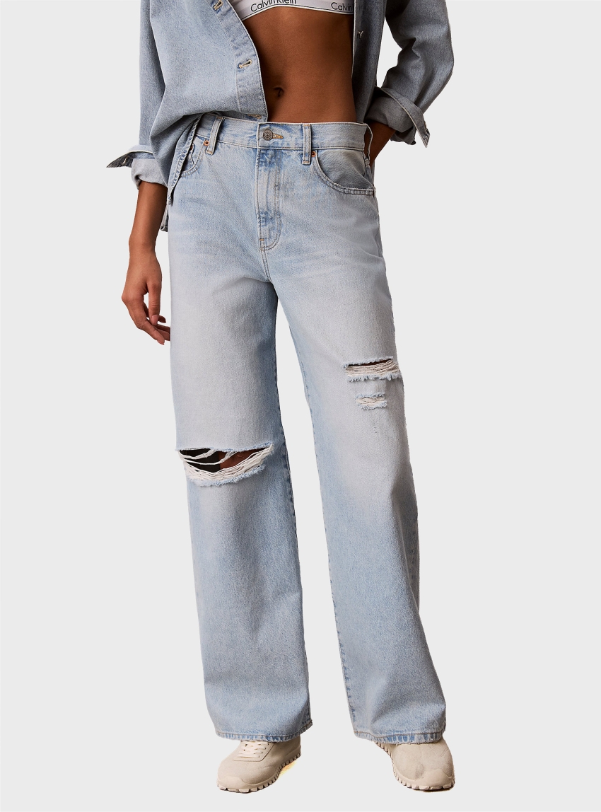Calvin Klein Wide Leg Jeans - Distreassed Denim