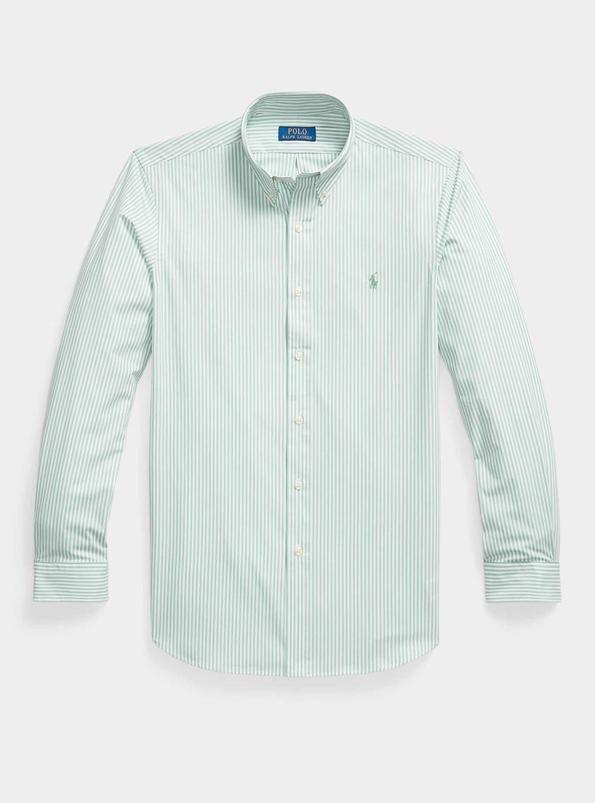 Polo Ralph Lauren Custom Fit Striped Stretch Poplin Shirt - Green