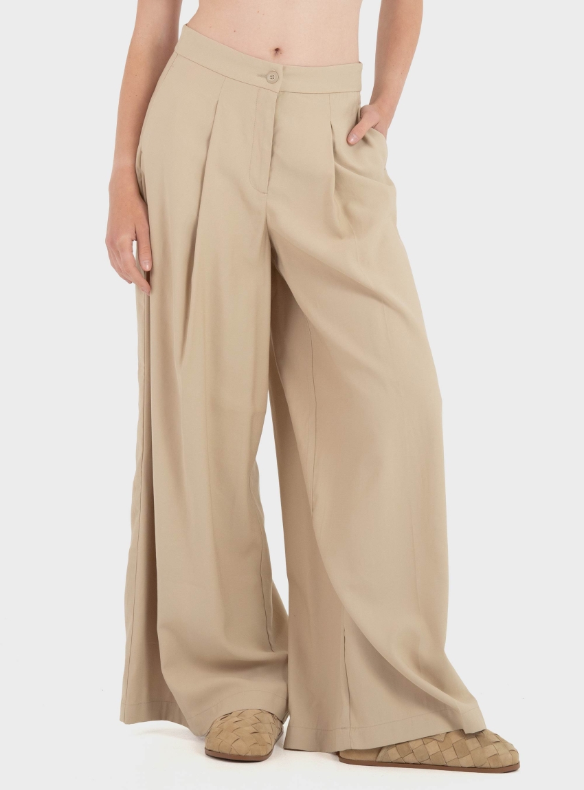 Only Tila High Waist X-Wide Pants - Dark Beige