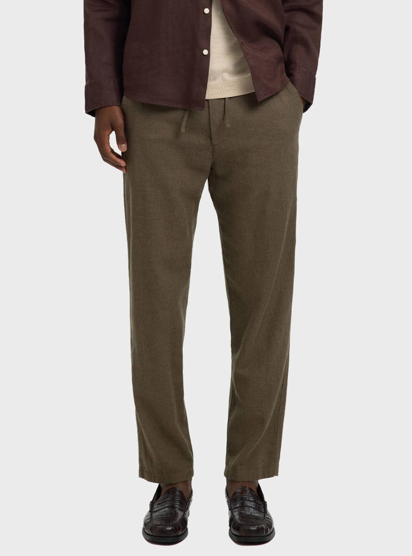 Selected 172-Slimtape Brody Linen Pants - Dark Green