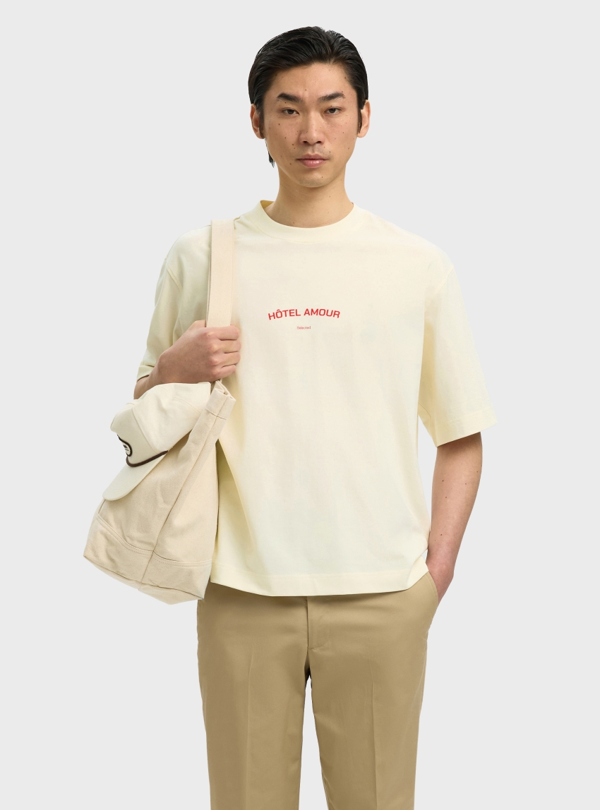 Selected Boxyliam O-Neck Tee Hotel Amour - Ecru