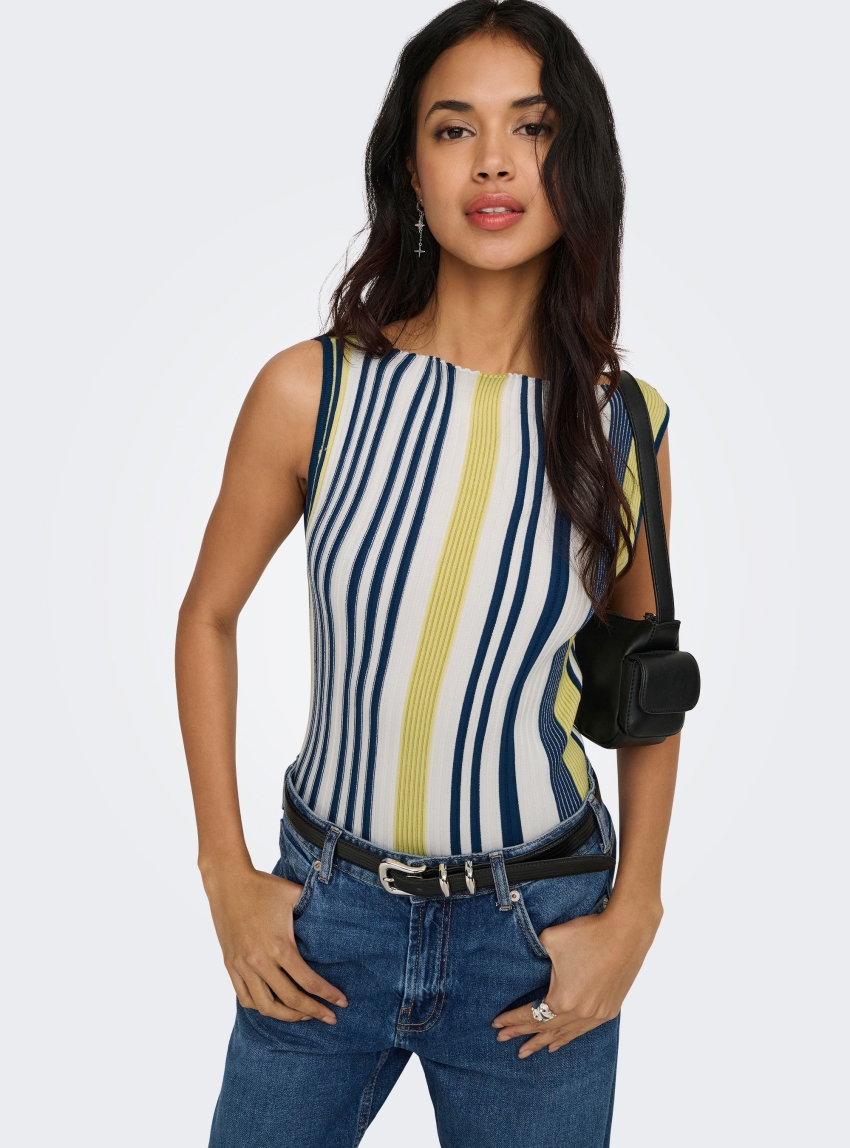 Only Coralie Boatneck Knitted Top - White