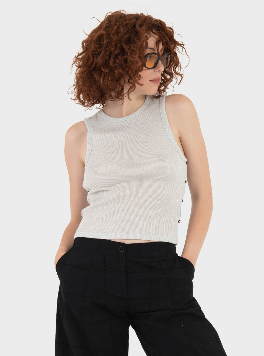 Only Carla Glitter Top - Silver