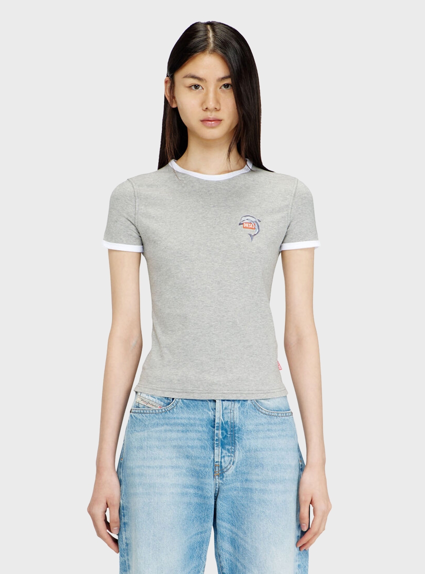 Diesel T-Uncuties-Long-S13 T-Shirt - Grey Melange