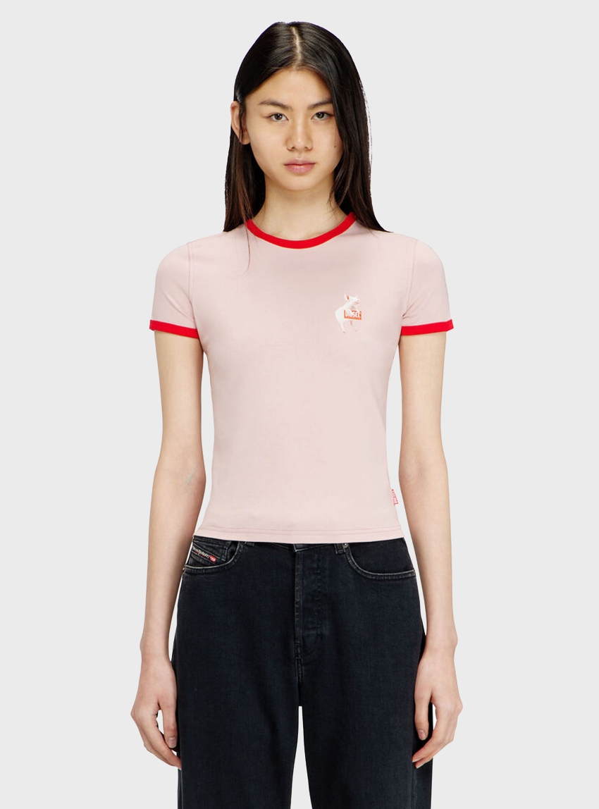 Diesel T-Uncuties-Long-S12 T-Shirt - Pink