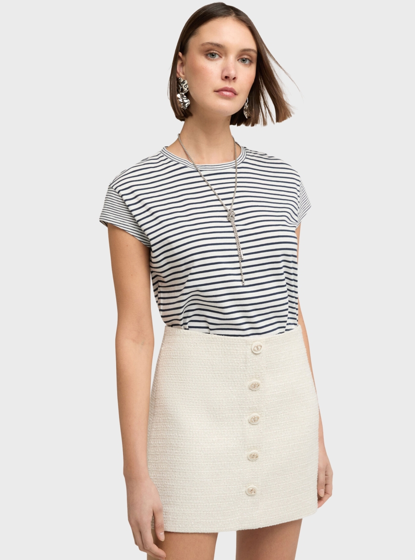 Motivi Striped cotton jersey T-shirt - Blue