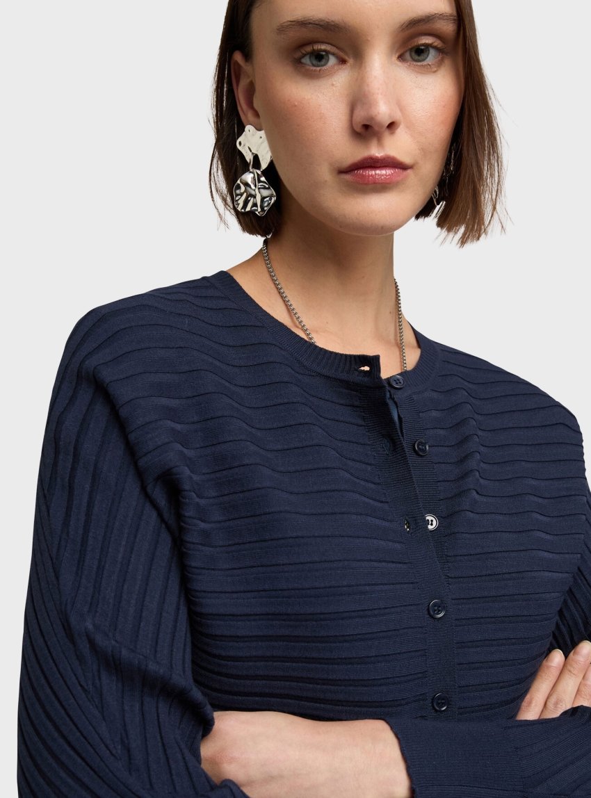 Motivi Horizontal ribbed knit cardigan - Blue