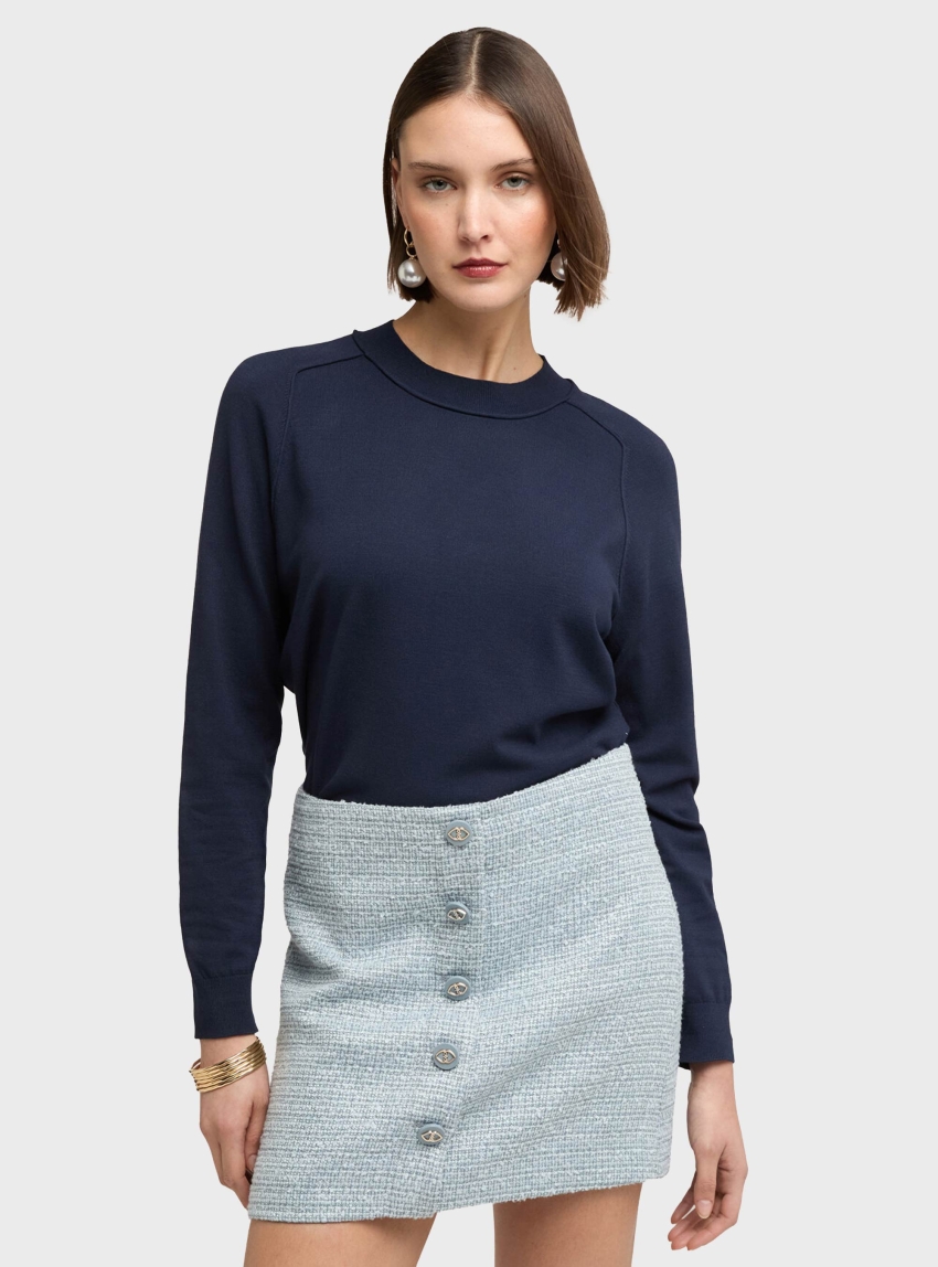 Motivi Striped viscose blend sweater - Blue