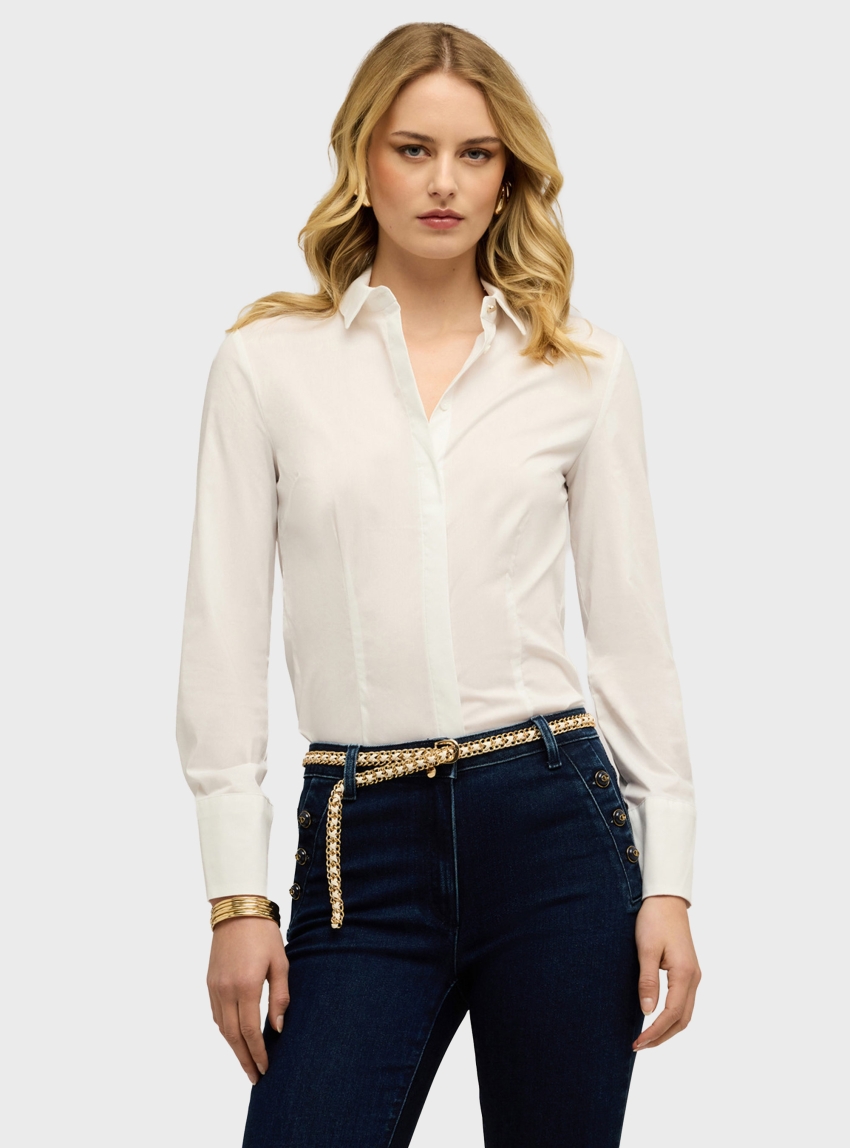 Motivi Mixed cotton poplin shirt - White