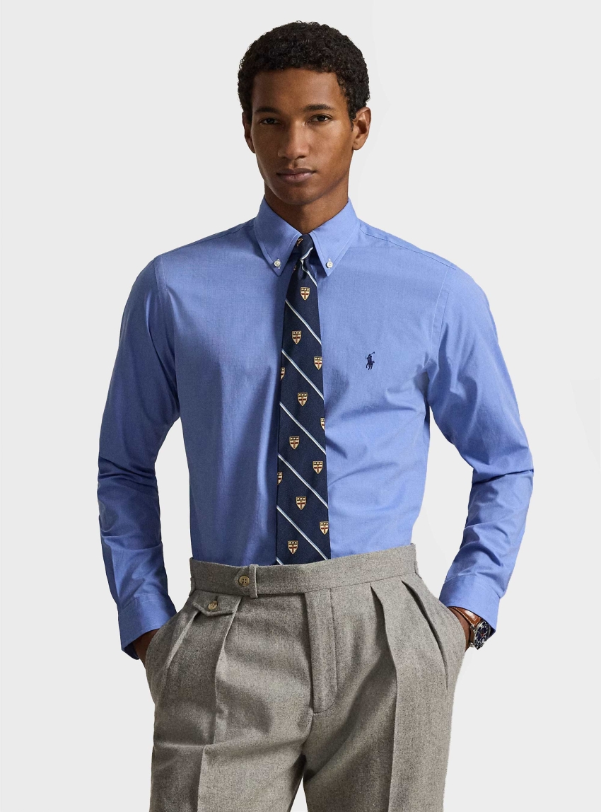 Polo Ralph Lauren Slim Fit Stretch End-On-End Shirt - Sky Blue