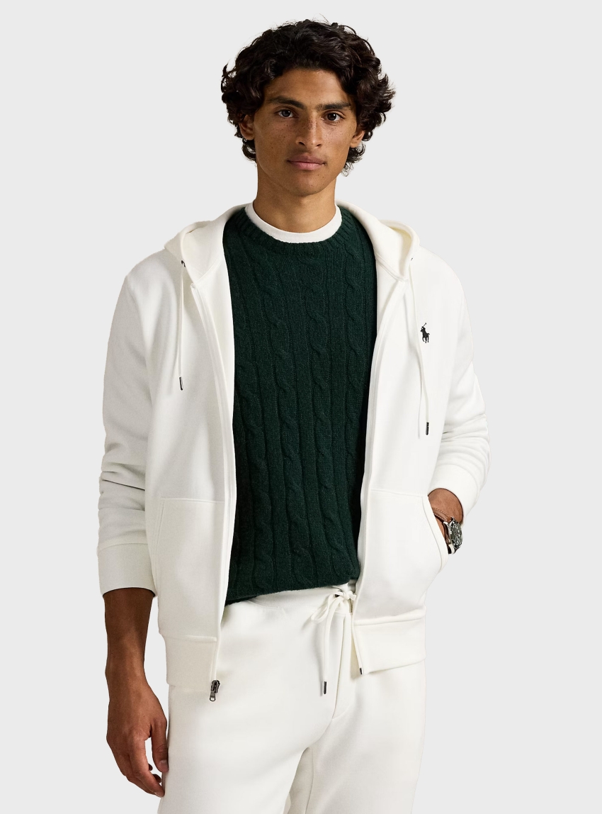 Polo Ralph Lauren Double-Knit Full-Zip Hoodie - White