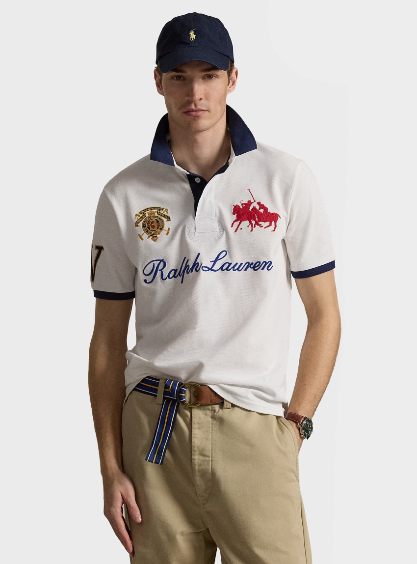 Polo Ralph Lauren Classic Fit Crest Mesh Polo Shirt - White
