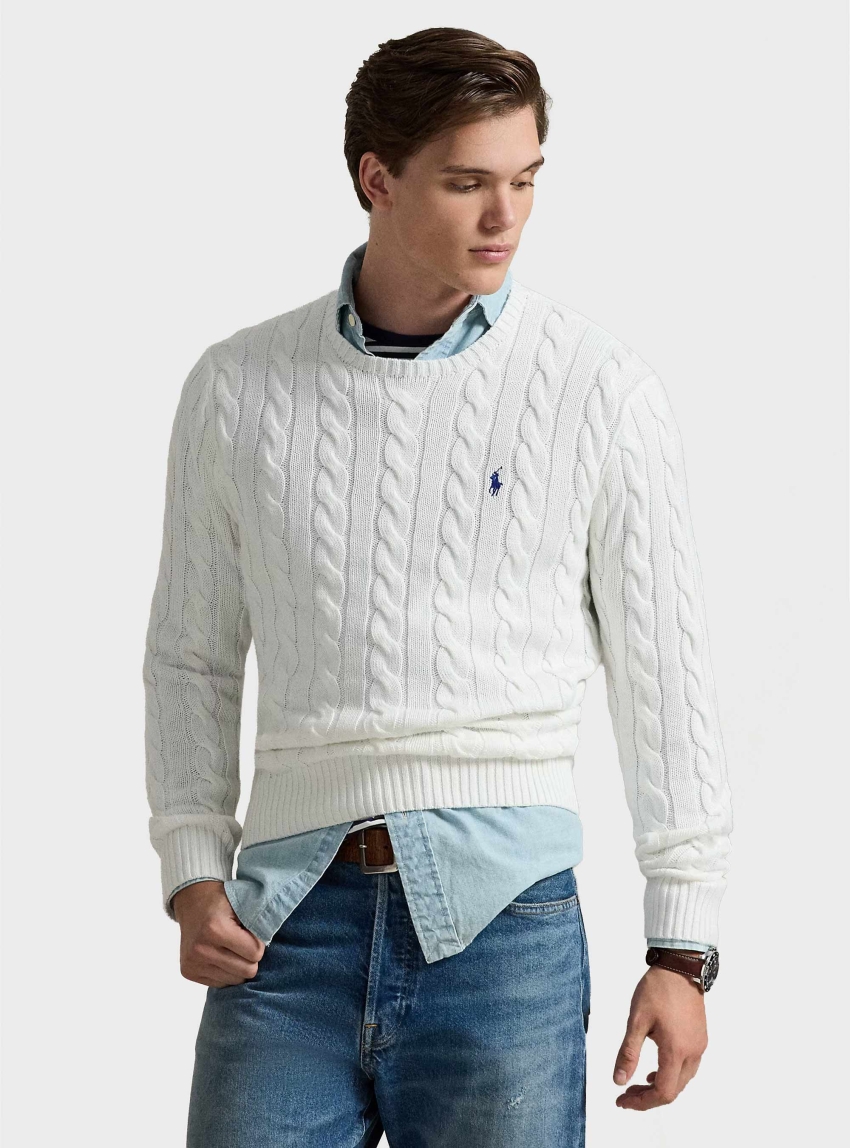 Polo Ralph Lauren Cable-Knit Cotton Jumper - White