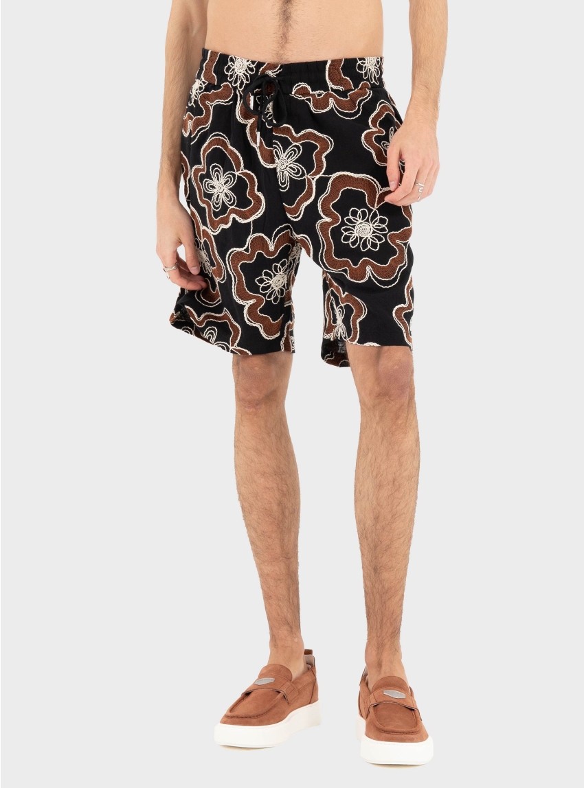 Antony Morato Shorts Regular Fit With Logoed Metal Badge - Black