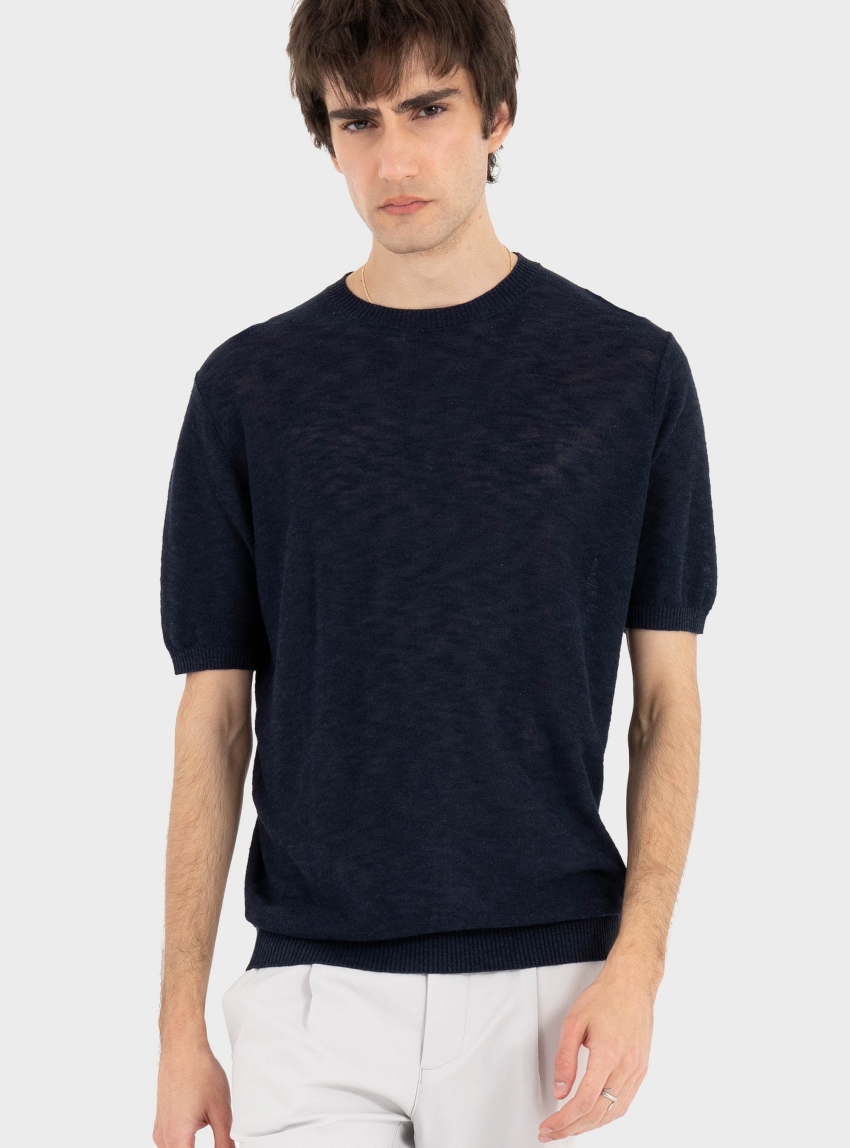 Antony Morato Sweater Regular Fit In Linen Blend Soft Yarn - Blue