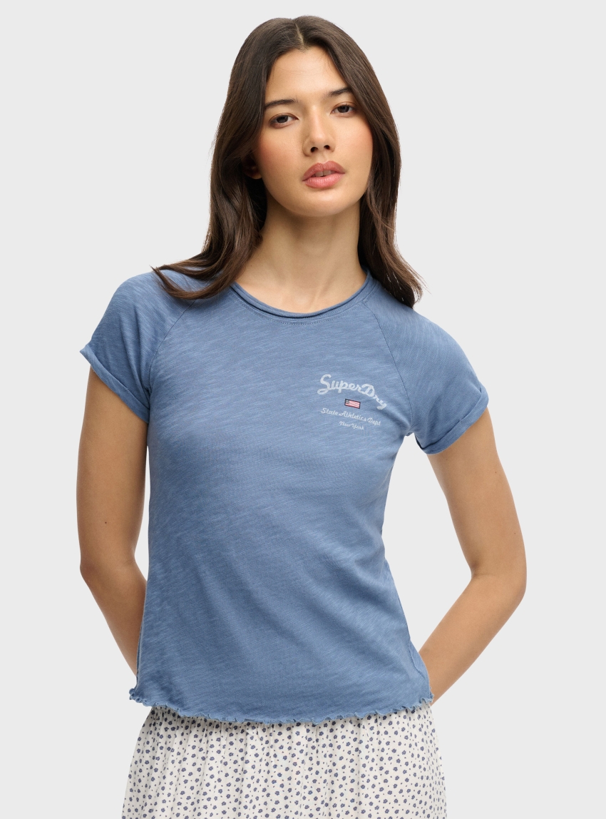 Superdry Athletic Essentials Slub Graphic T-Shirt - Light Blue