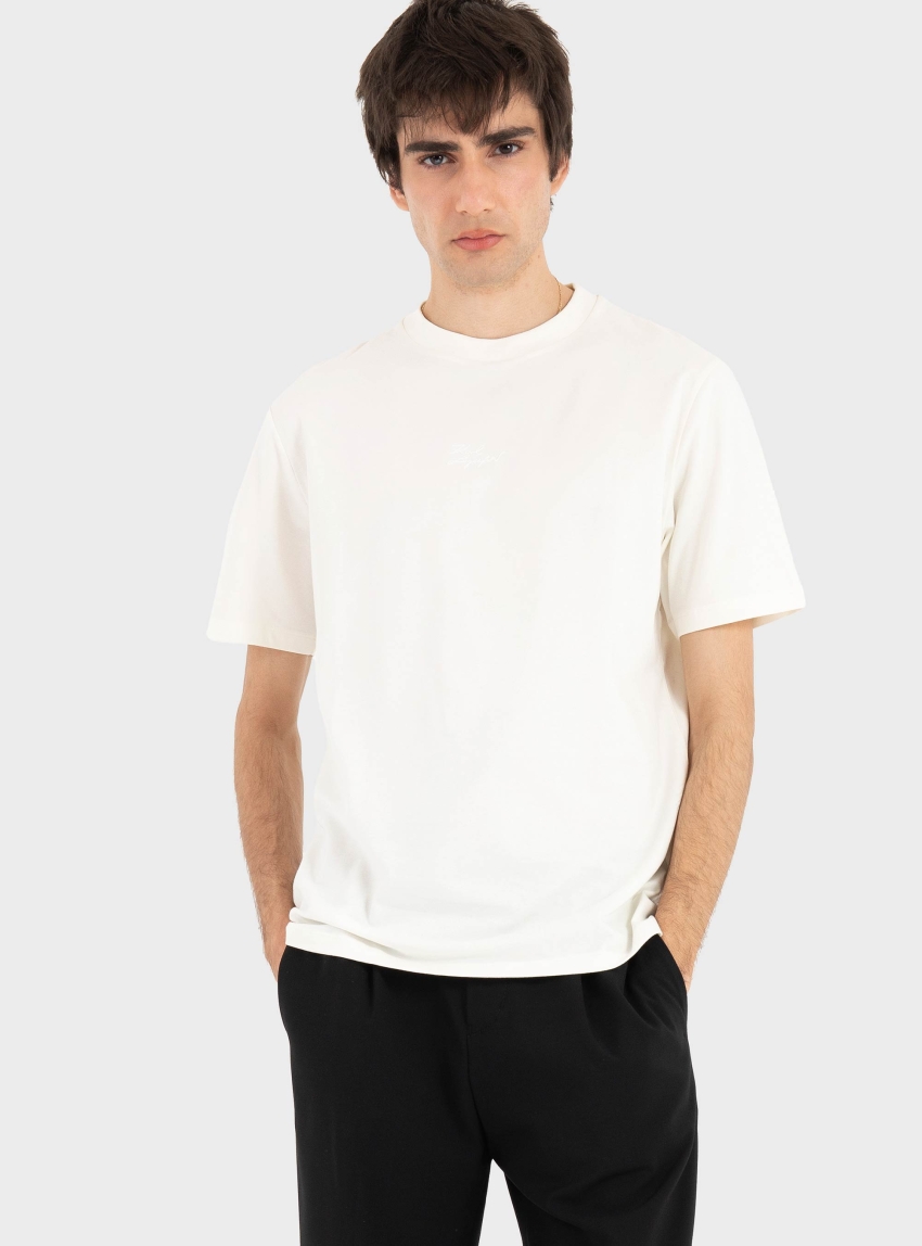 Karl Lagerfeld Tonal Signature Logo T-Shirt - Ecru