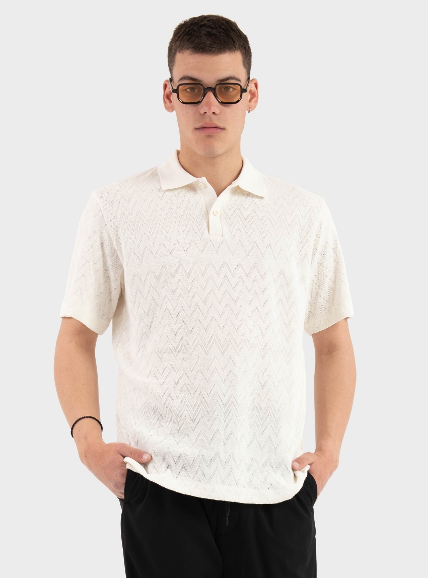 Jack & Jones Premium Trenton Jacquard Polo - White