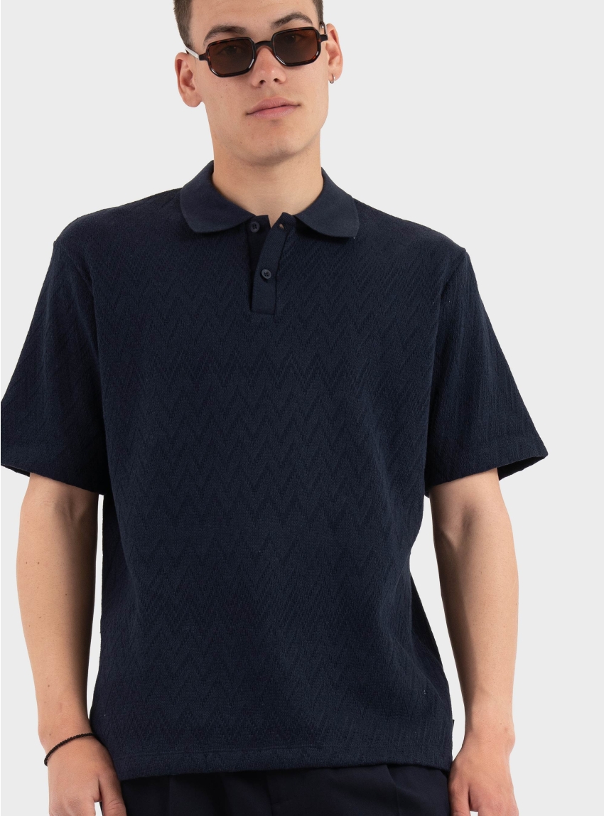 Jack & Jones Premium Trenton Jacquard Polo - Blue