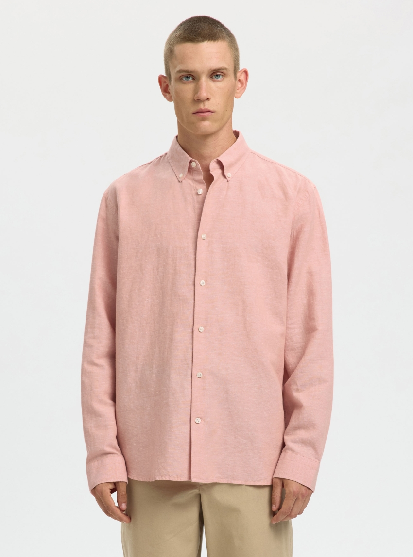 Selected Regurar Fit Clay Linenblend Shirt - Pink