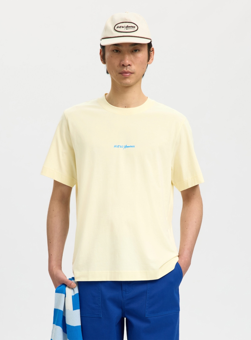 Selected Elias O-Neck Tee Hotel Amour - Banana
