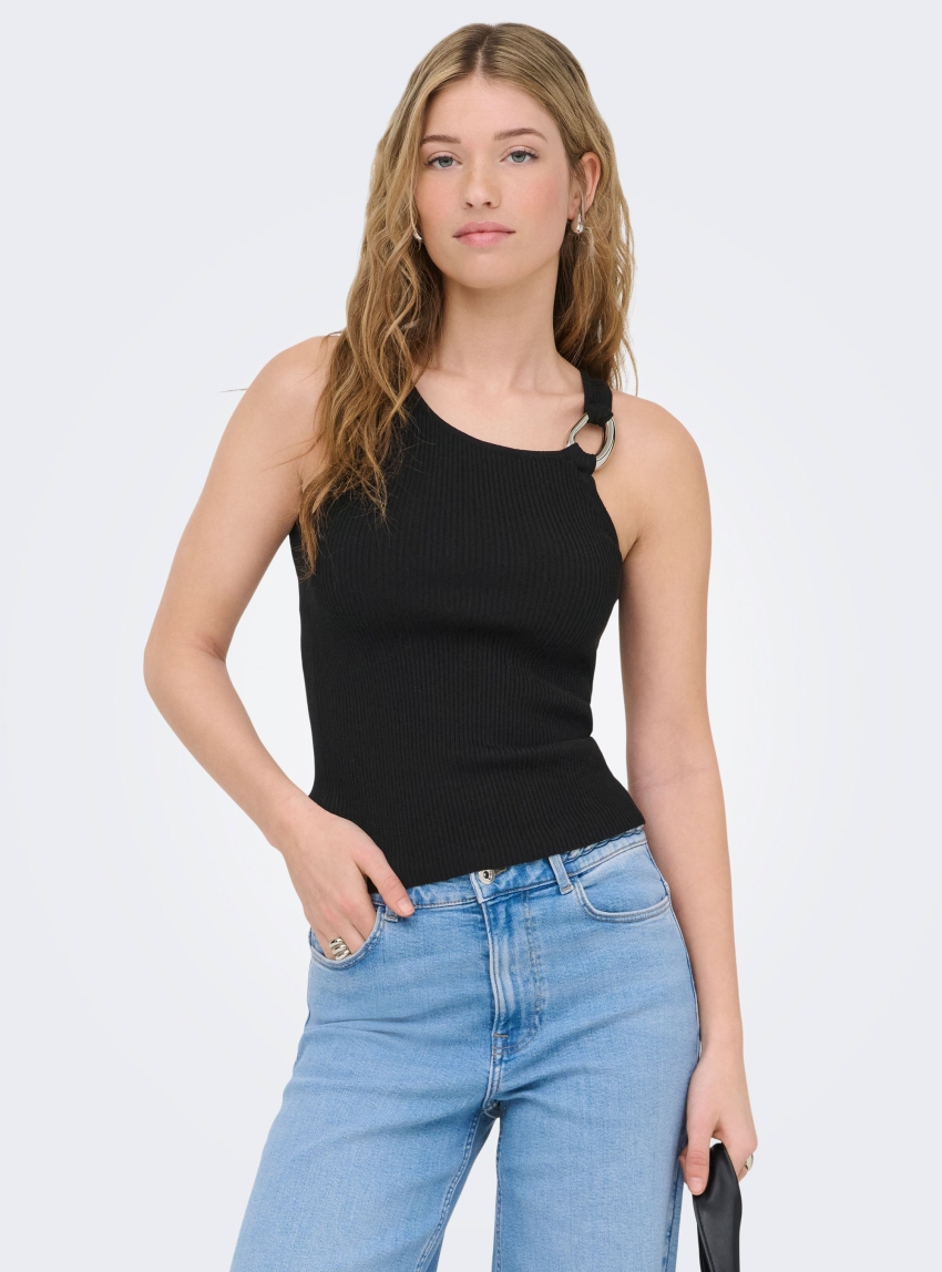 Only Meddi Rib Knitted Tank Top - Black