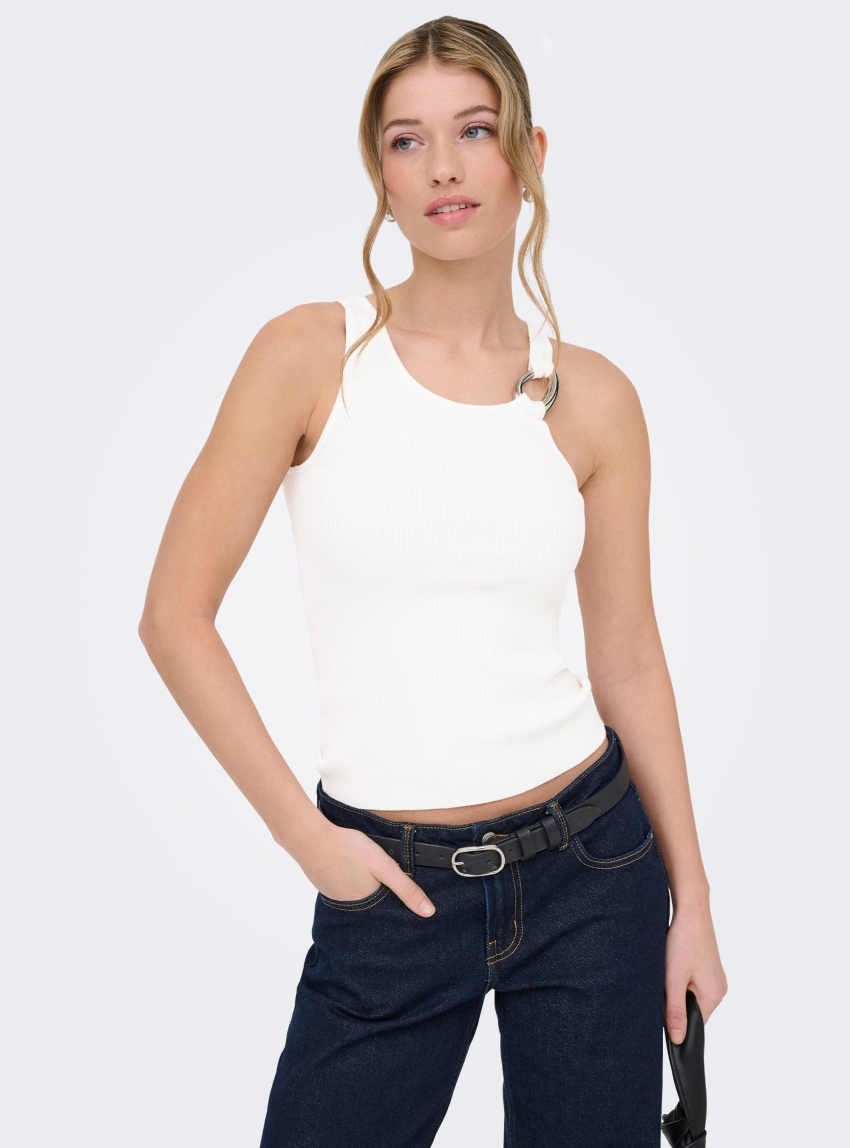 Only Meddi Rib Knitted Tank Top - White