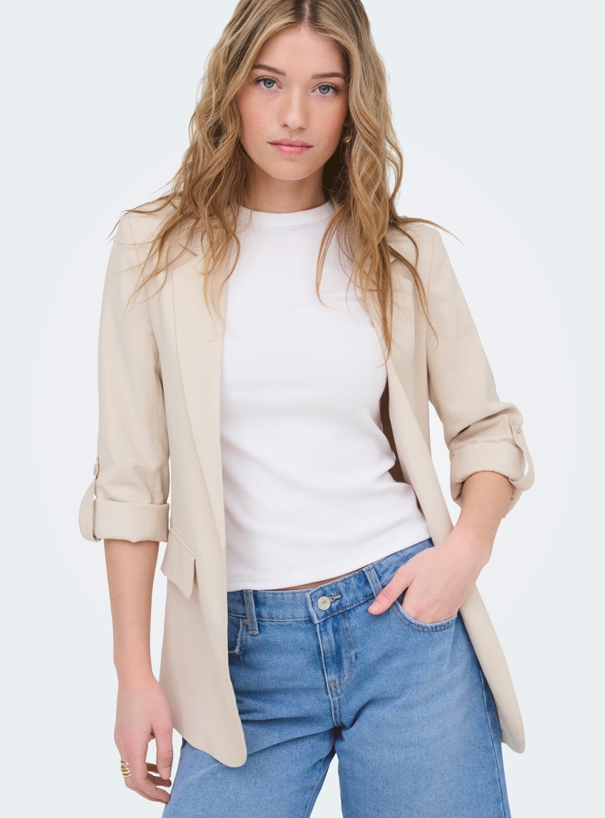 Only Aris 3/4 Loose Blazer - Pumice Stone