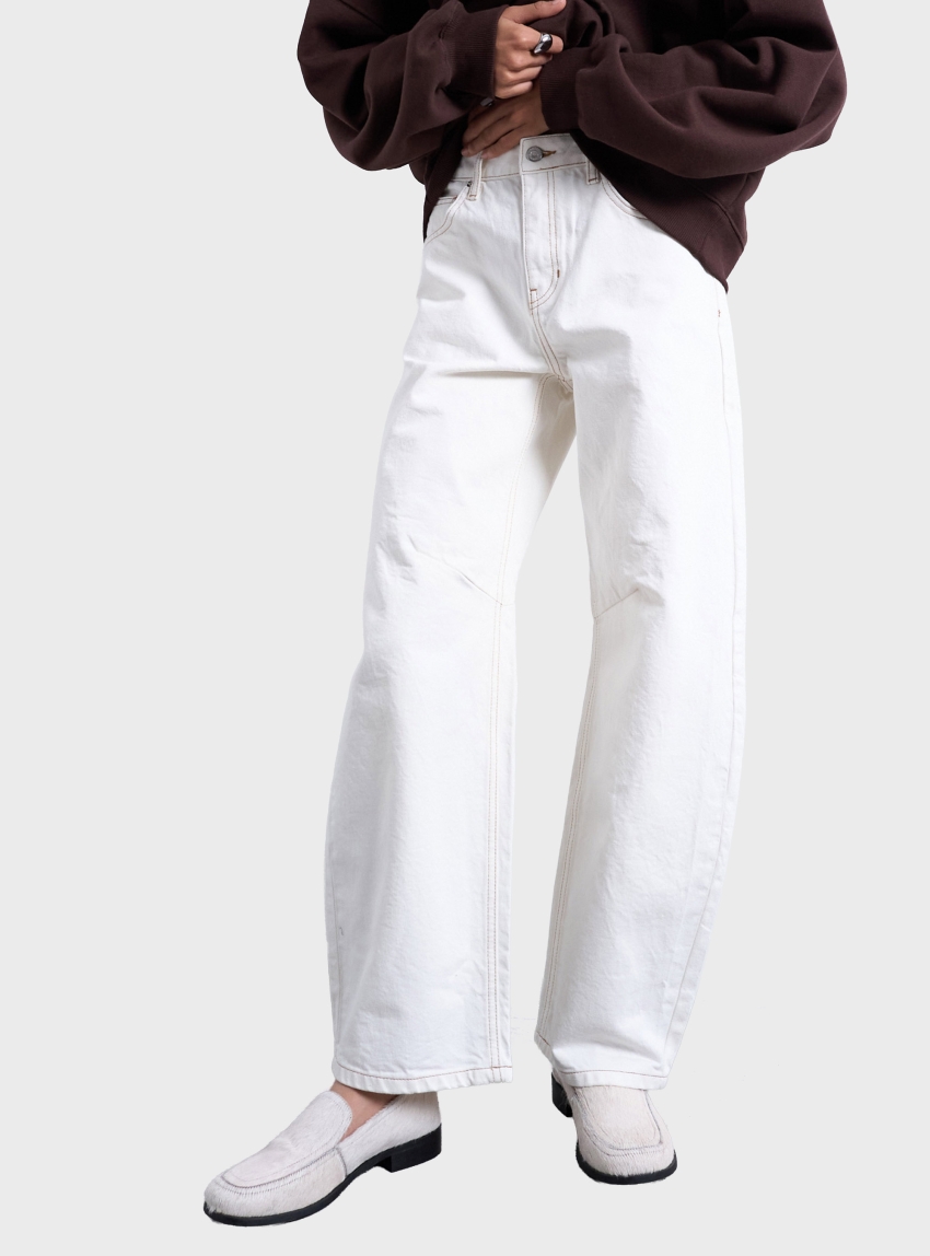 Topshop Barrel High Rise Denim Jeans - White